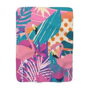 Flamingo Sherpa Fleece Blanket